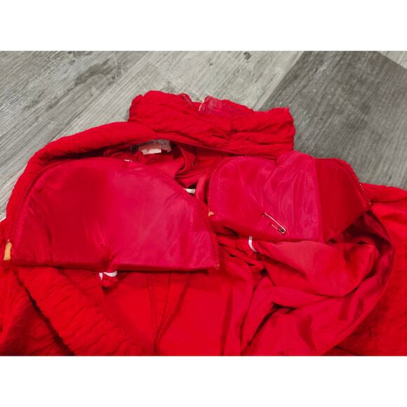 Vintage Frederick's of Hollywood Red Crinkled Belted Maxi Dress Turtleneck Style - Picture 12 of 13